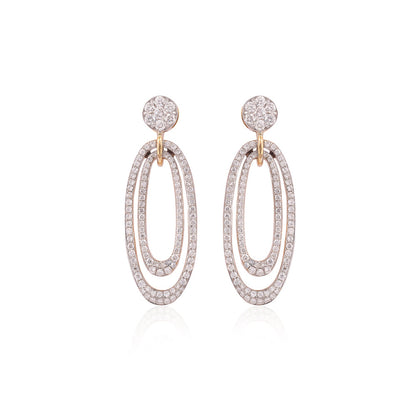 Solid Gold 2.5ct Natural Diamond Oval Necklace Earrings Set