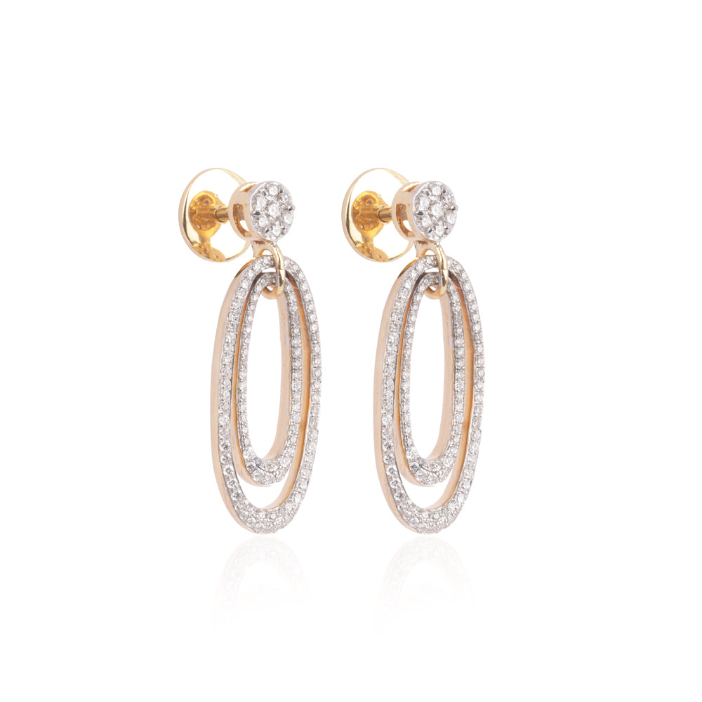 Solid Gold 2.5ct Natural Diamond Oval Necklace Earrings Set