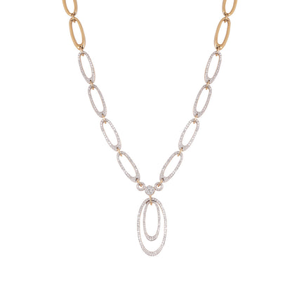 Solid Gold 2.5ct Natural Diamond Oval Necklace Earrings Set