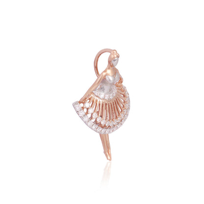 Solid Gold 0.5ct Natural Diamond Ballet Dancer Charm Pendant Only