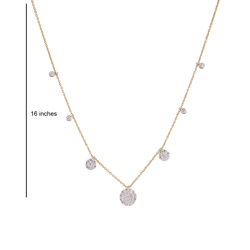 Solid Gold 0.7ct Natural Diamond 7 Circle Station Fringe Necklace