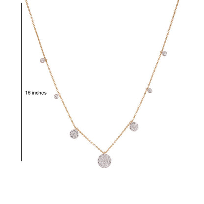 Solid Gold 0.7ct Natural Diamond 7 Circle Station Fringe Necklace