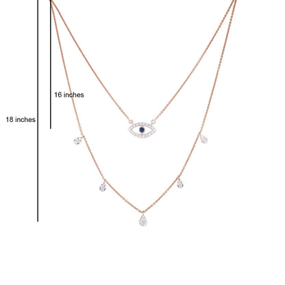 Solid Gold Natural Diamond Pear Blue Evil-Eye Station Necklace