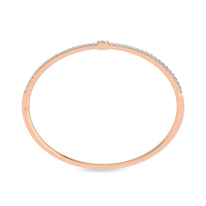 Solid Gold 1.1ct Natural Diamond Princess Tennis Bangle Bezel Bracelet