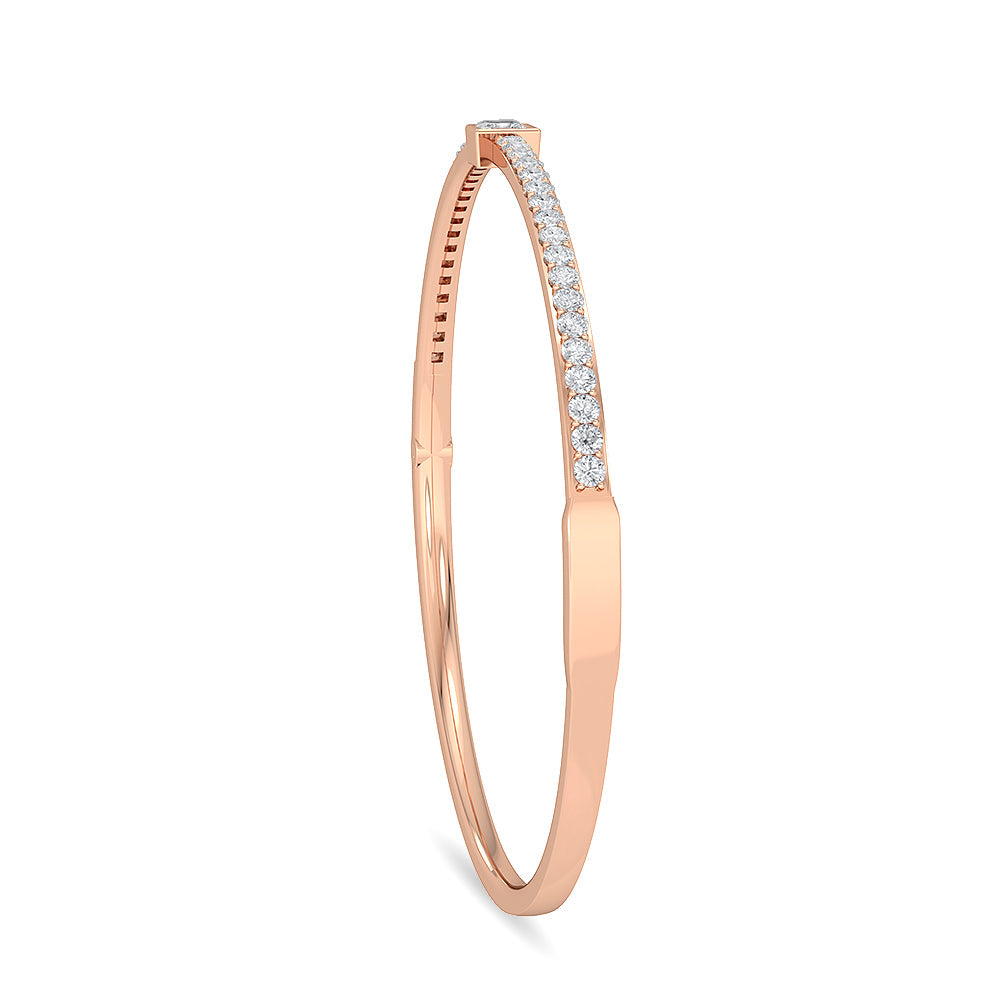 Solid Gold 1.1ct Natural Diamond Princess Tennis Bangle Bezel Bracelet