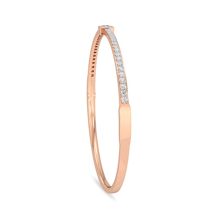 Solid Gold 1.1ct Natural Diamond Princess Tennis Bangle Bezel Bracelet