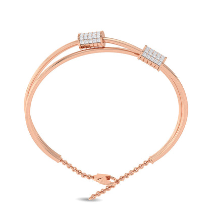 Solid Gold 1.26ct Natural Diamond Twisted Cuff Bangle Bracelet