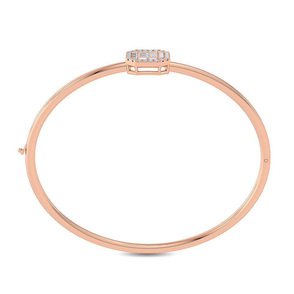 Solid Gold 0.5ct Natural Diamond Buguette Princess Bangle Bracelet