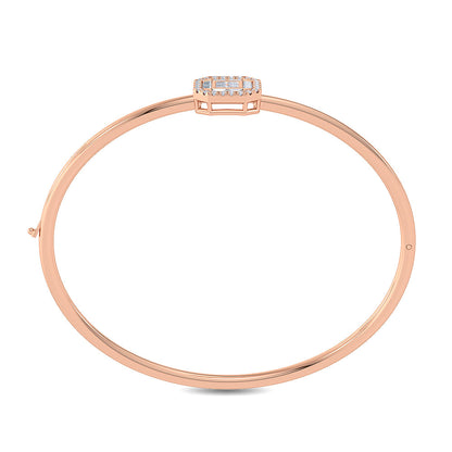 Solid Gold 0.5ct Natural Diamond Buguette Princess Bangle Bracelet