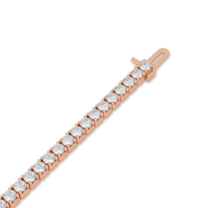 Solid Gold 3.6ct Natural Diamond Flexible Bangle Tennis Bracelet