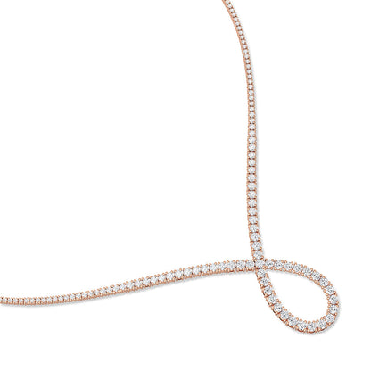 Solid Gold 6.8ct Natural Diamond Tennis Twist Pear Necklace