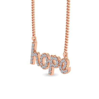 Solid Gold 0.7ct Natural Diamond Studded Hope Script Necklace
