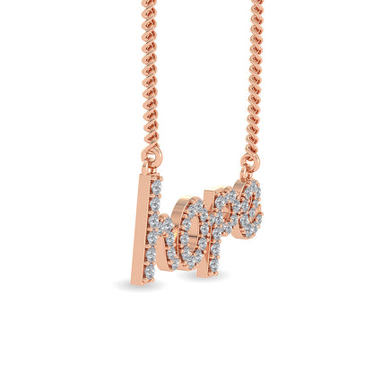 Solid Gold 0.7ct Natural Diamond Studded Hope Script Necklace