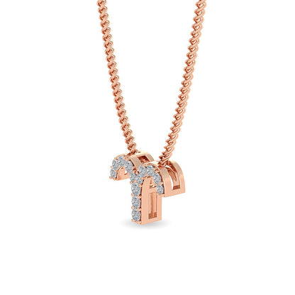 Solid Gold 0.1ct Natural Diamond T Necklace