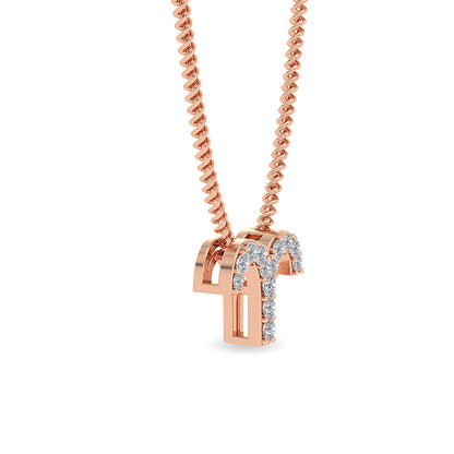 Solid Gold 0.1ct Natural Diamond T Necklace