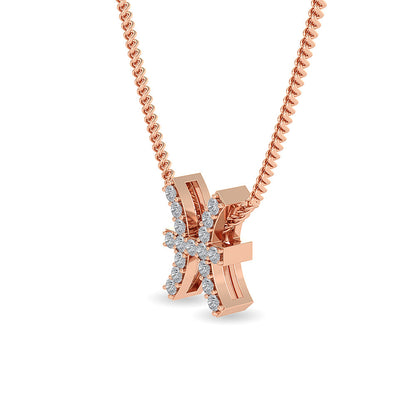 Solid Gold 0.2ct Natural Diamond Studded H Knot Necklace