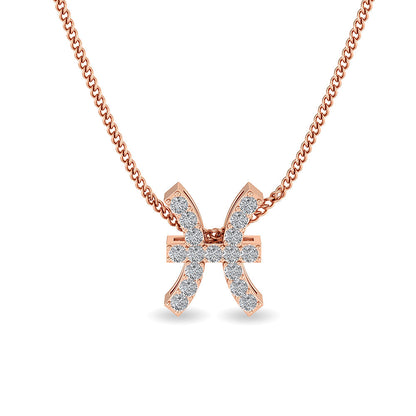 Solid Gold 0.2ct Natural Diamond Studded H Knot Necklace