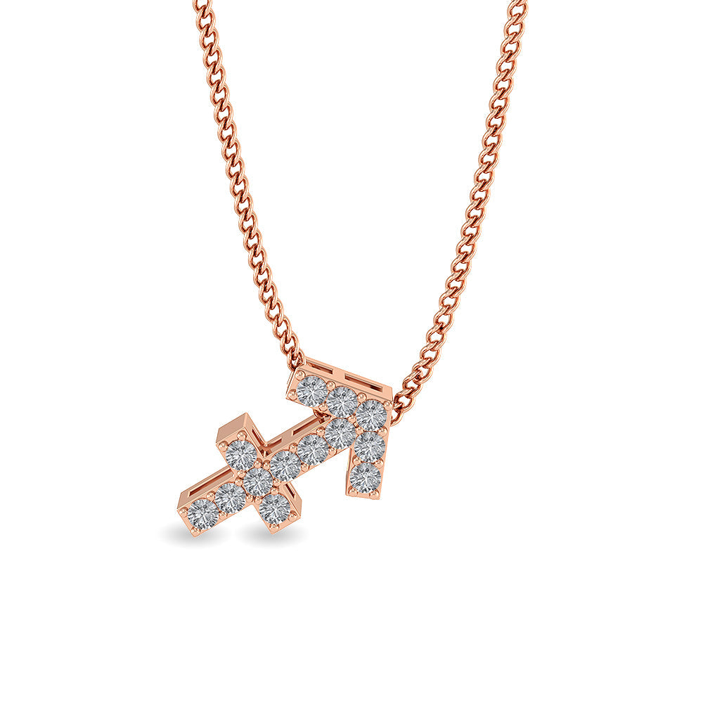 Solid Gold 0.2ct Natural Diamond Studded Arrow Necklace