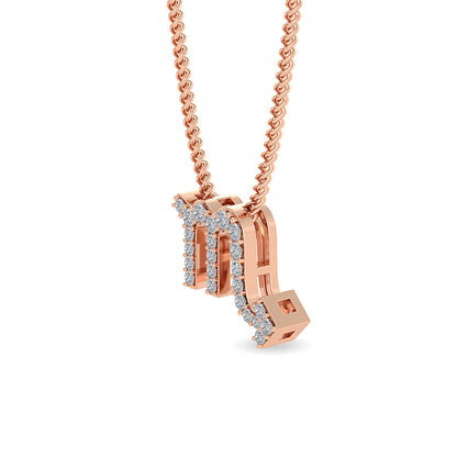 Solid Gold 0.16ct Natural Diamond M Studded Necklace