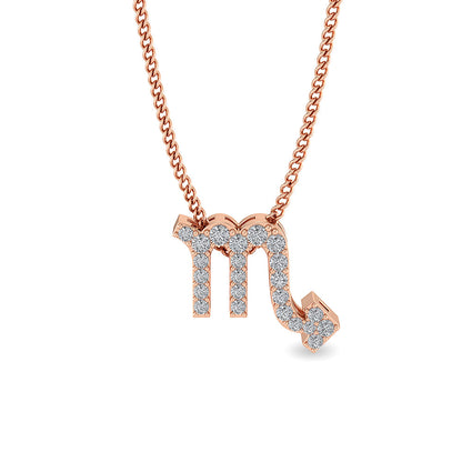 Solid Gold 0.16ct Natural Diamond M Studded Necklace