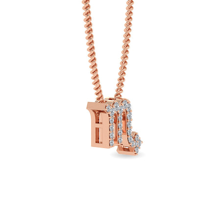 Solid Gold 0.16ct Natural Diamond M Studded Necklace