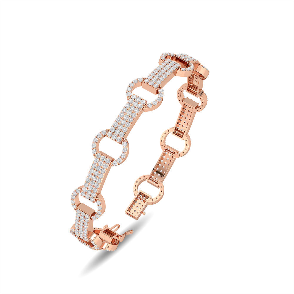 Solid Gold 3.55ct Natural Diamond Chain Link Studded Bracelet