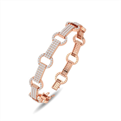 Solid Gold 3.55ct Natural Diamond Chain Link Studded Bracelet