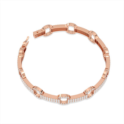 Solid Gold 3.55ct Natural Diamond Chain Link Studded Bracelet
