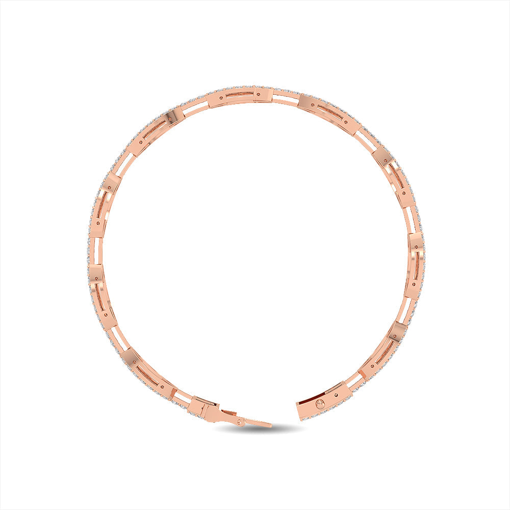 Solid Gold 2.3ct Natural Diamond Link Chain Cuff Bracelet