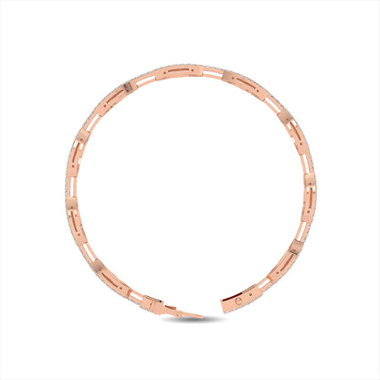 Solid Gold 2.3ct Natural Diamond Link Chain Cuff Bracelet