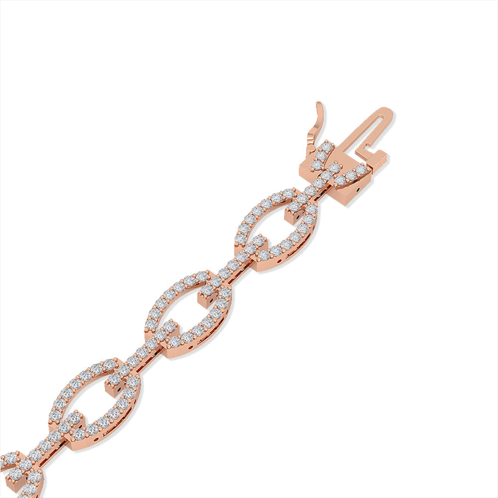 Solid Gold 2.3ct Natural Diamond Link Chain Cuff Bracelet