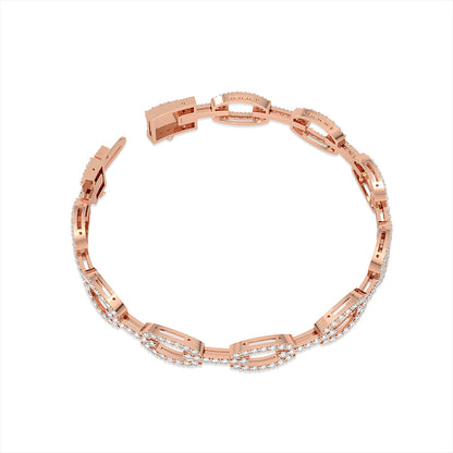 Solid Gold 2.3ct Natural Diamond Link Chain Cuff Bracelet