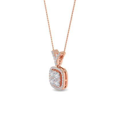 Solid Gold 0.8ct Natural Diamond Cushion Pendant Necklace