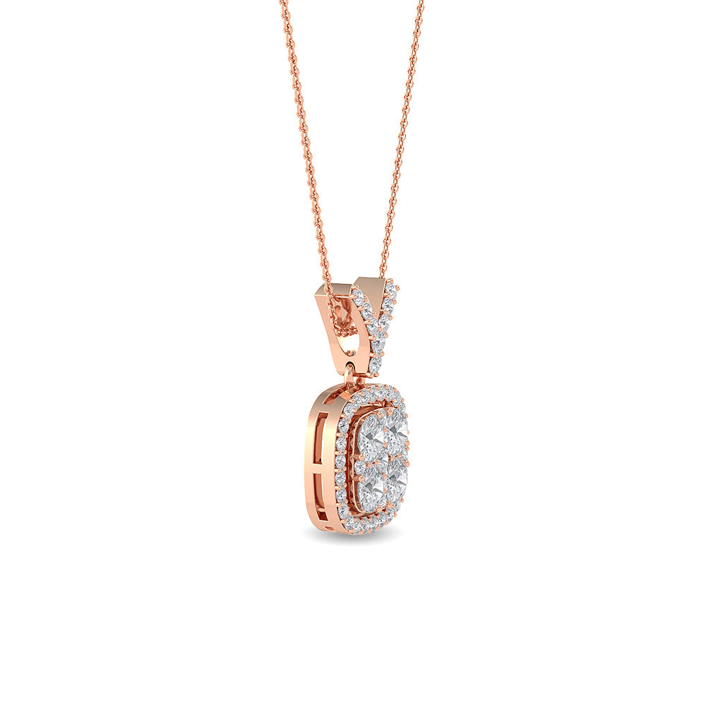 Solid Gold 0.8ct Natural Diamond Cushion Pendant Necklace
