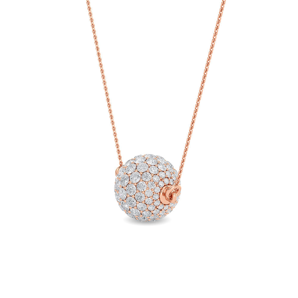 Solid Gold 0.7ct Natural Diamond Disco Ball Necklace