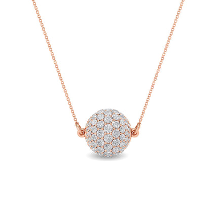 Solid Gold 0.7ct Natural Diamond Disco Ball Necklace
