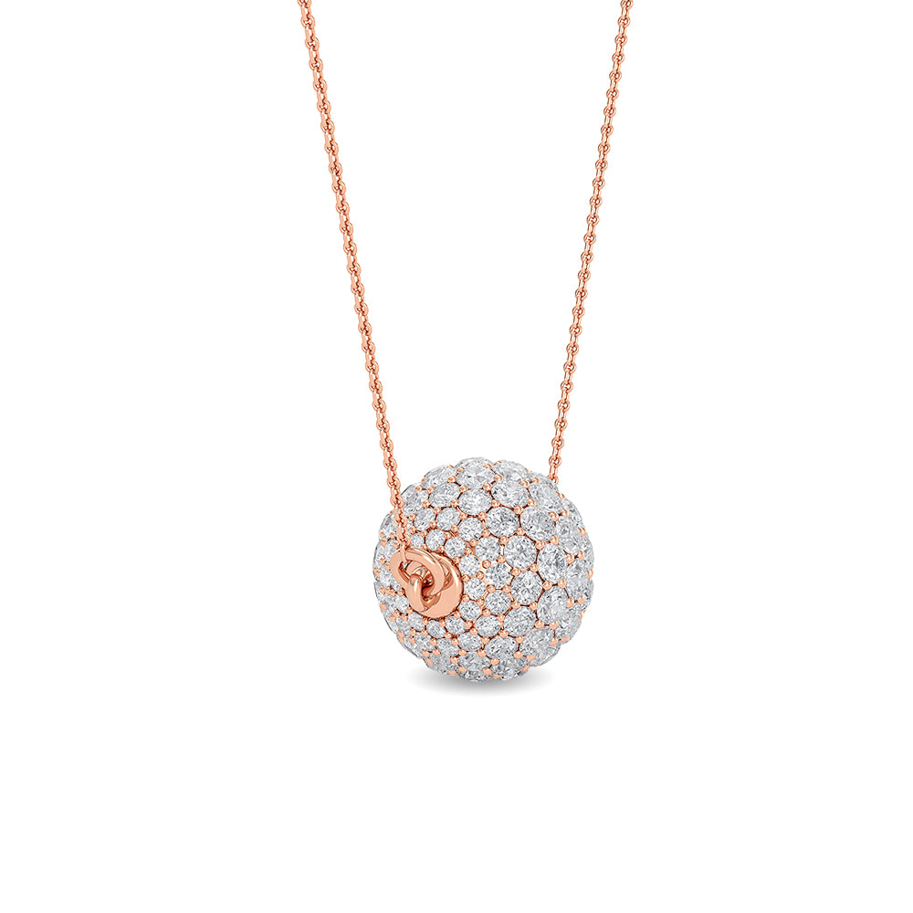 Solid Gold 0.7ct Natural Diamond Disco Ball Necklace