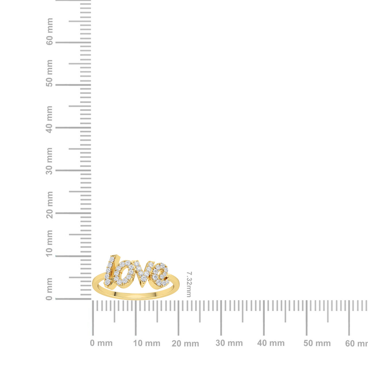 Solid Gold 0.2ct Natural Diamond Love Alphabet Ring