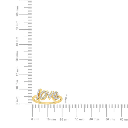 Solid Gold 0.2ct Natural Diamond Love Alphabet Ring