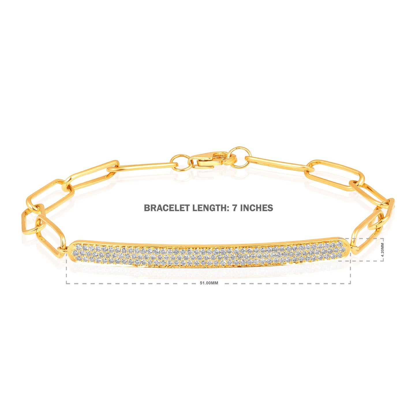 Solid Gold 0.6ct Natural Diamond Paperclip Link Bar Bracelet