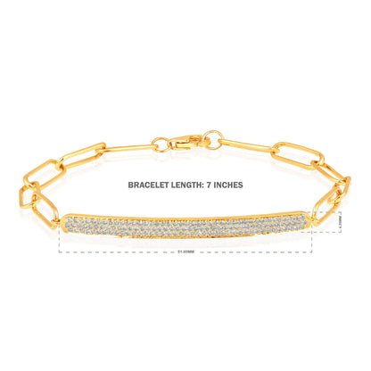 Solid Gold 0.6ct Natural Diamond Paperclip Link Bar Bracelet
