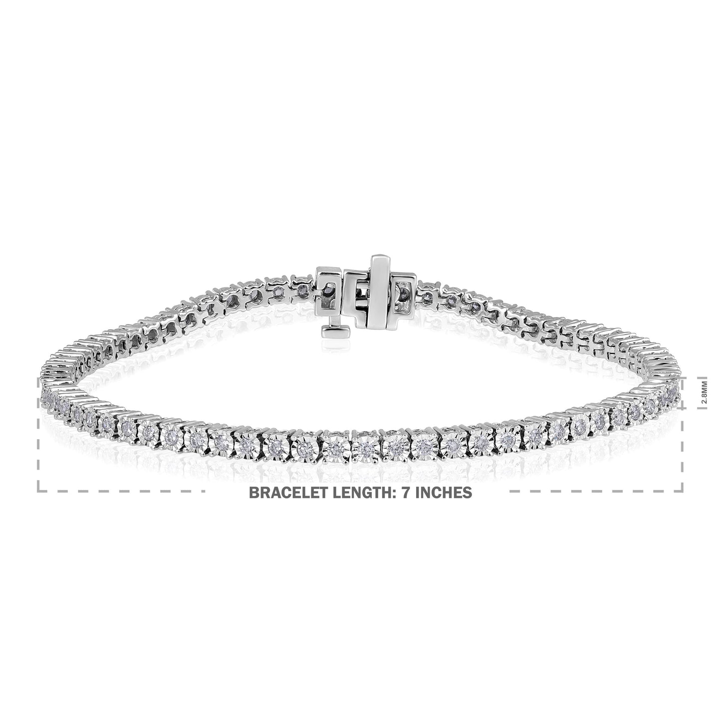Solid Gold 1ct Natural Diamond 2.8mm Illusion 4 Prong Tennis Bracelet
