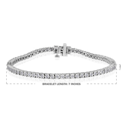 Solid Gold 1ct Natural Diamond 2.8mm Illusion 4 Prong Tennis Bracelet