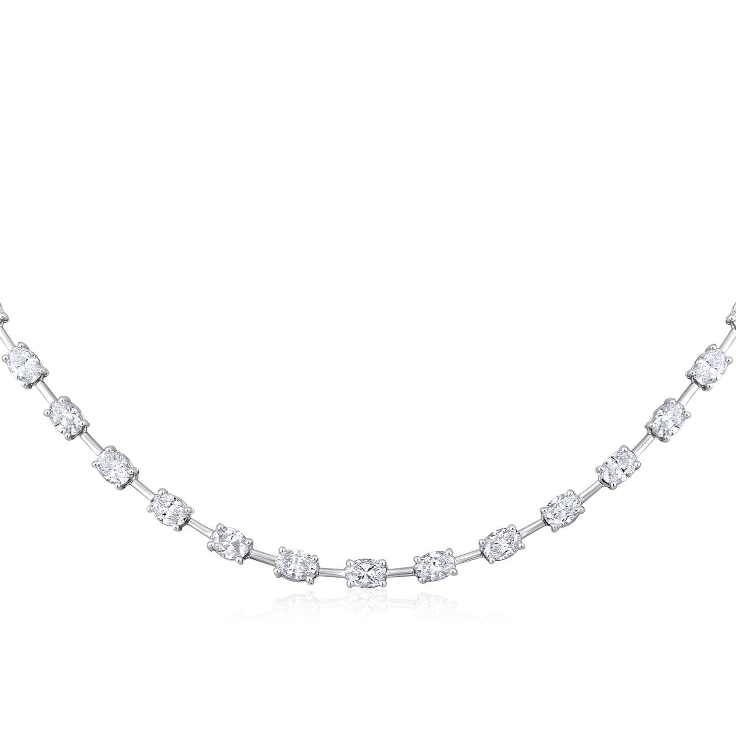 Solid Gold 3.7ct Natural Diamond Oval Tennis By-Yard Link Necklace
