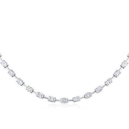 Solid Gold 3.7ct Natural Diamond Oval Tennis By-Yard Link Necklace