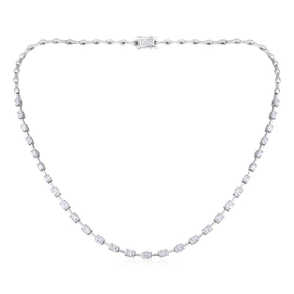 Solid Gold 3.7ct Natural Diamond Oval Tennis By-Yard Link Necklace