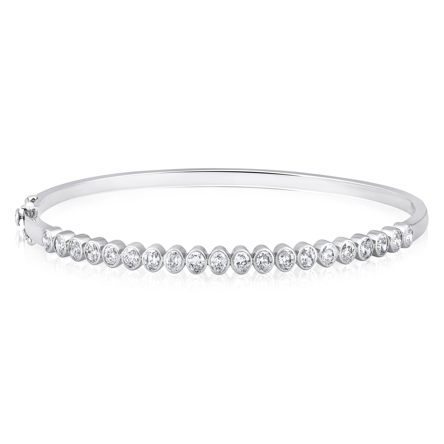Solid Gold 1.6ct Natural Diamond Oval Bangle Tennis Bracelet