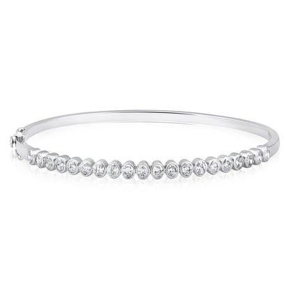 Solid Gold 1.6ct Natural Diamond Oval Bangle Tennis Bracelet