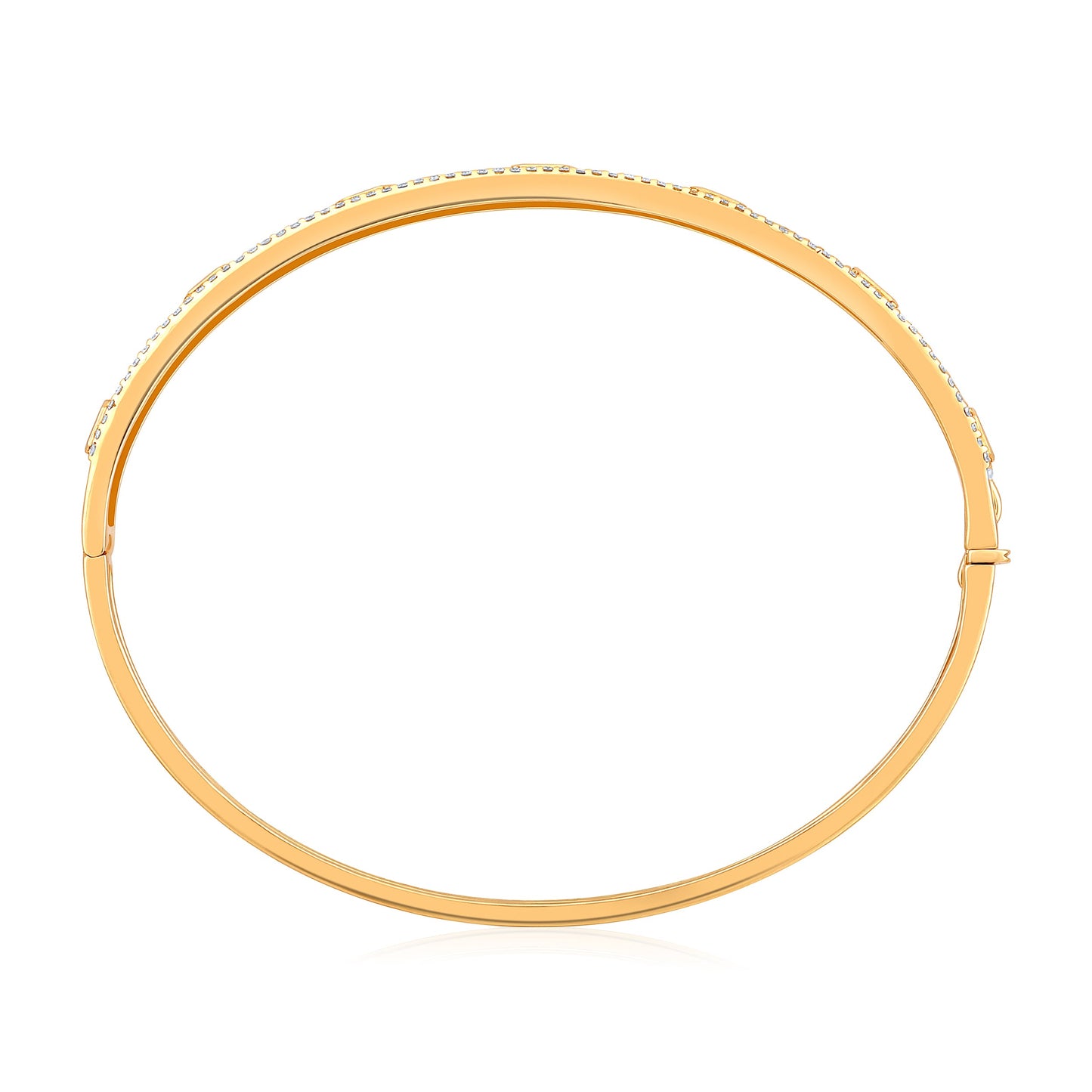 Solid Gold 2ct Natural Diamond Emerald Studded Bangle Bracelet