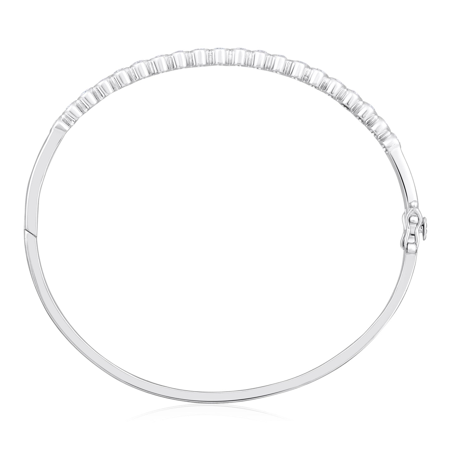 Solid Gold 1.6ct Natural Diamond Oval Bangle Tennis Bracelet